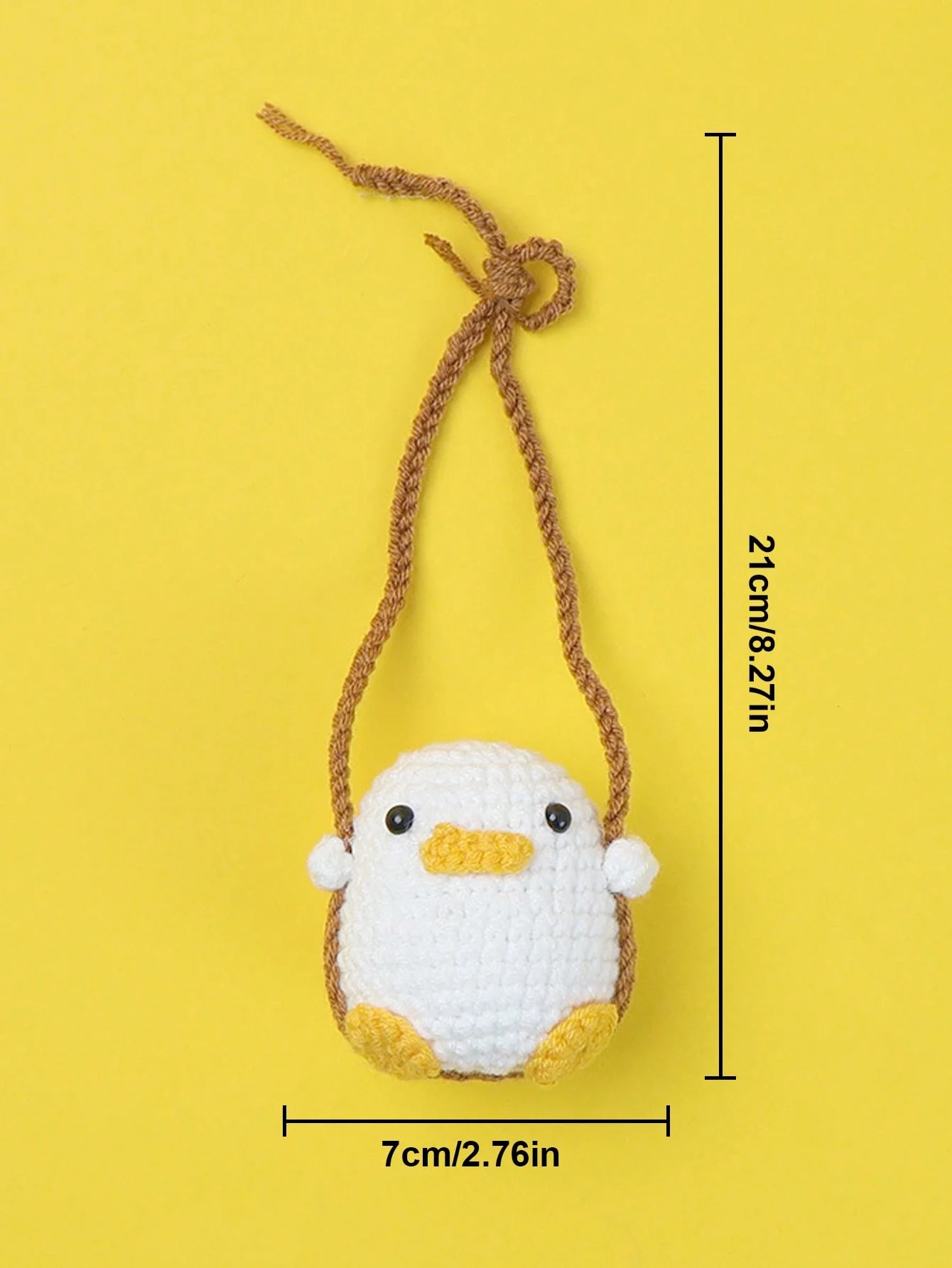 귀여운 수제 크로셰 동물 자동차 펜던트 – 자동차 백미러 장식 펜던트, 귀여운 오리 새끼 그네 디자인 및 개구리 디자인, 부드러운 소재