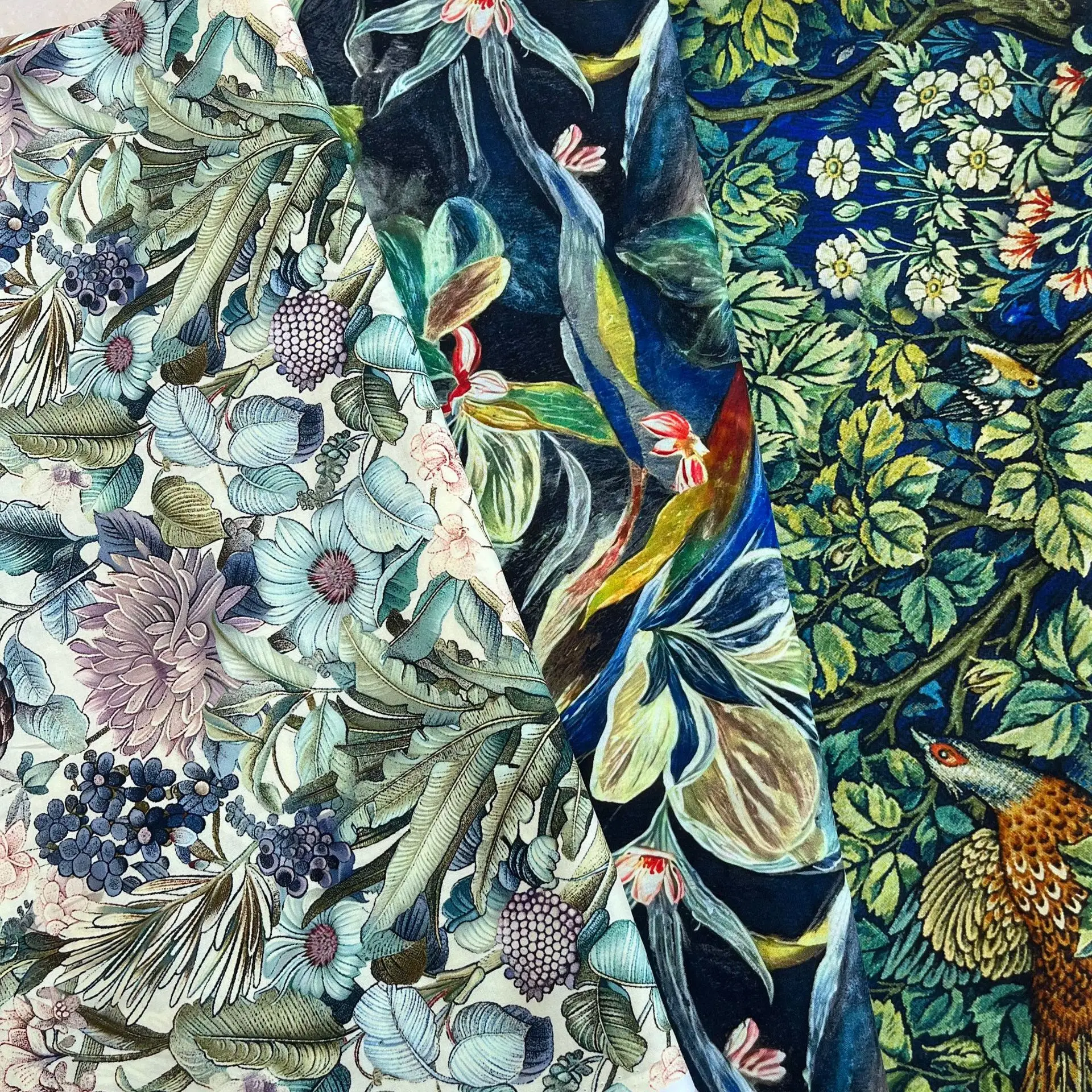 150x50cm Premium 60S grapa larga rama de flor grande tela de algodón delantal Cheongsam Material tela de costura
