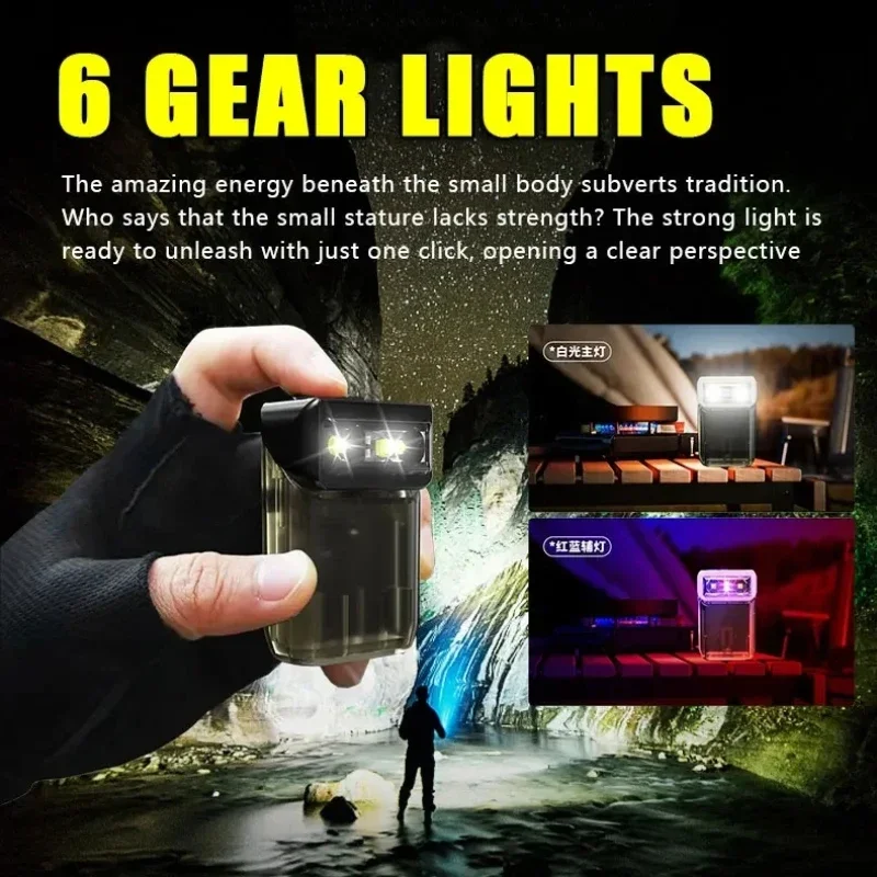 Camping Flashlight Type-C Rechargeable Fishing Hat Clip Light Outdoor Emergency LED Warning Lamp Portable Magnetic Torch