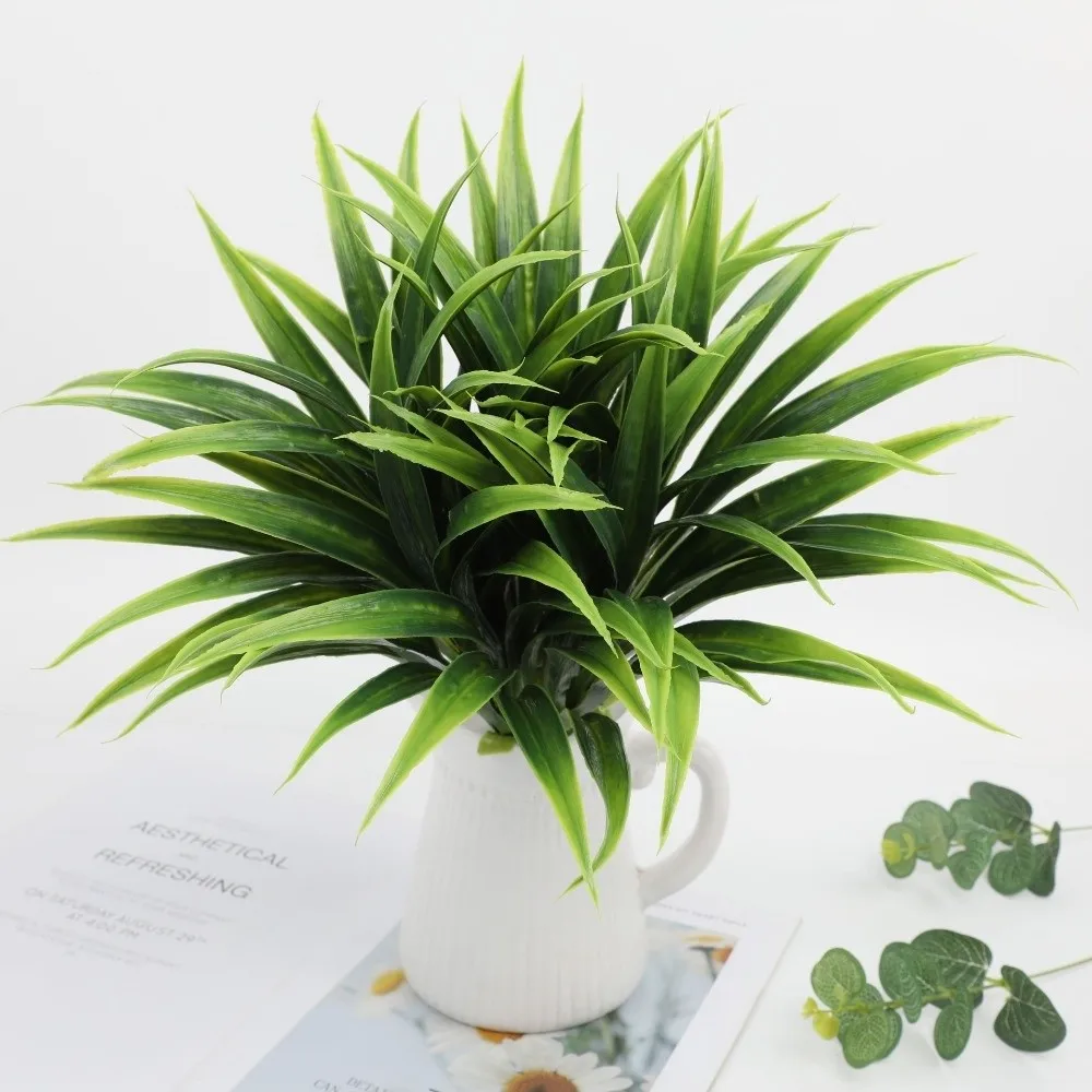 Gartenbau 42cm Künstliche Orchideenblätter Simulation DIY Künstliche Gladiolen Plastik Grüne Künstliche Spinnenpflanze Party – Detail 5