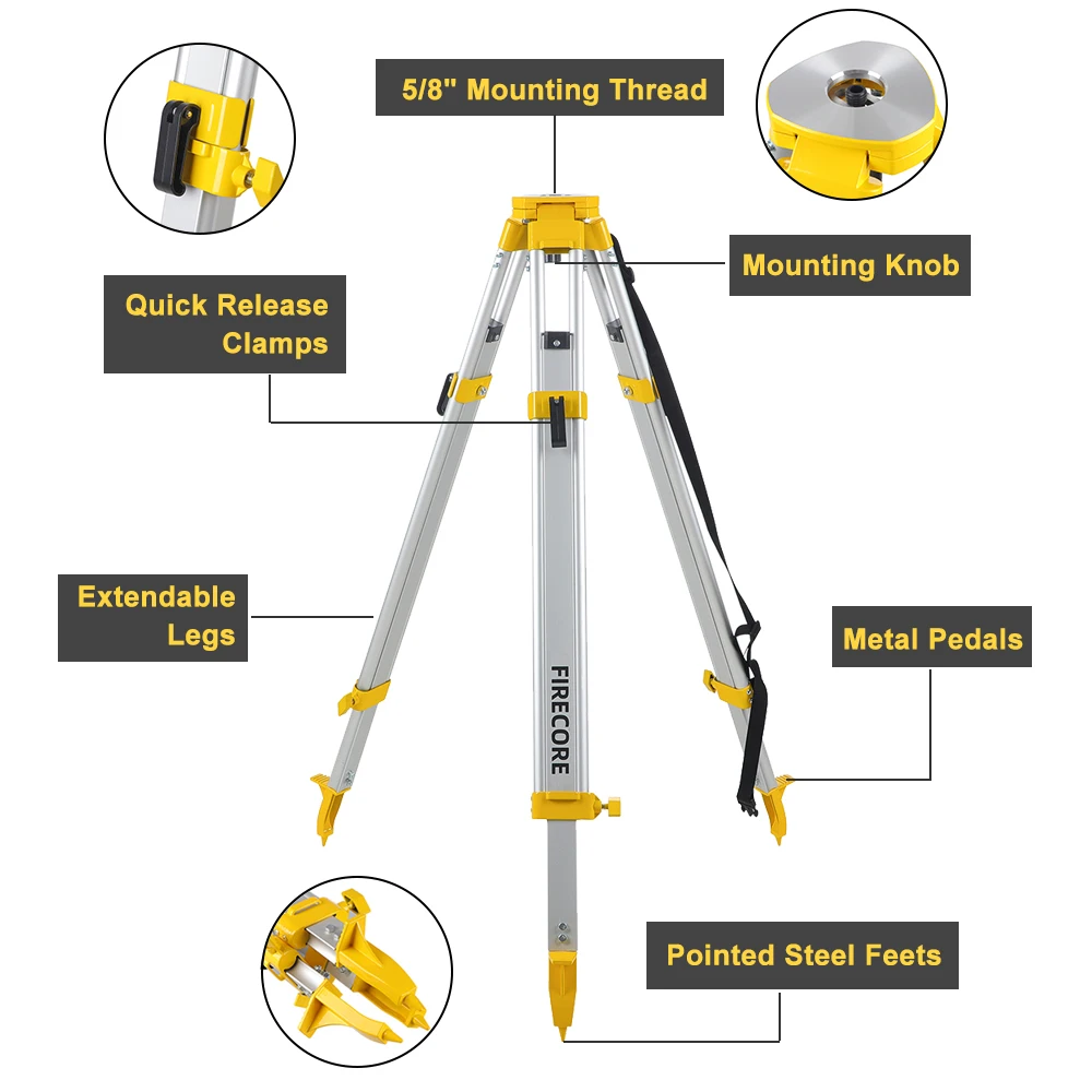 FIRECORE Aluminum Alloy 1.6M Tripod Theodolite/360 Rotate/32X Automatic Optical Level Laser Stand (FT1600A)