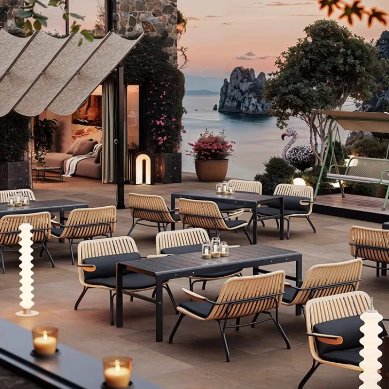 Commercial, outdoor café, bar, hotel, B&B, courtyard, terrace, outdoor rest area, sofa, table and chair combination