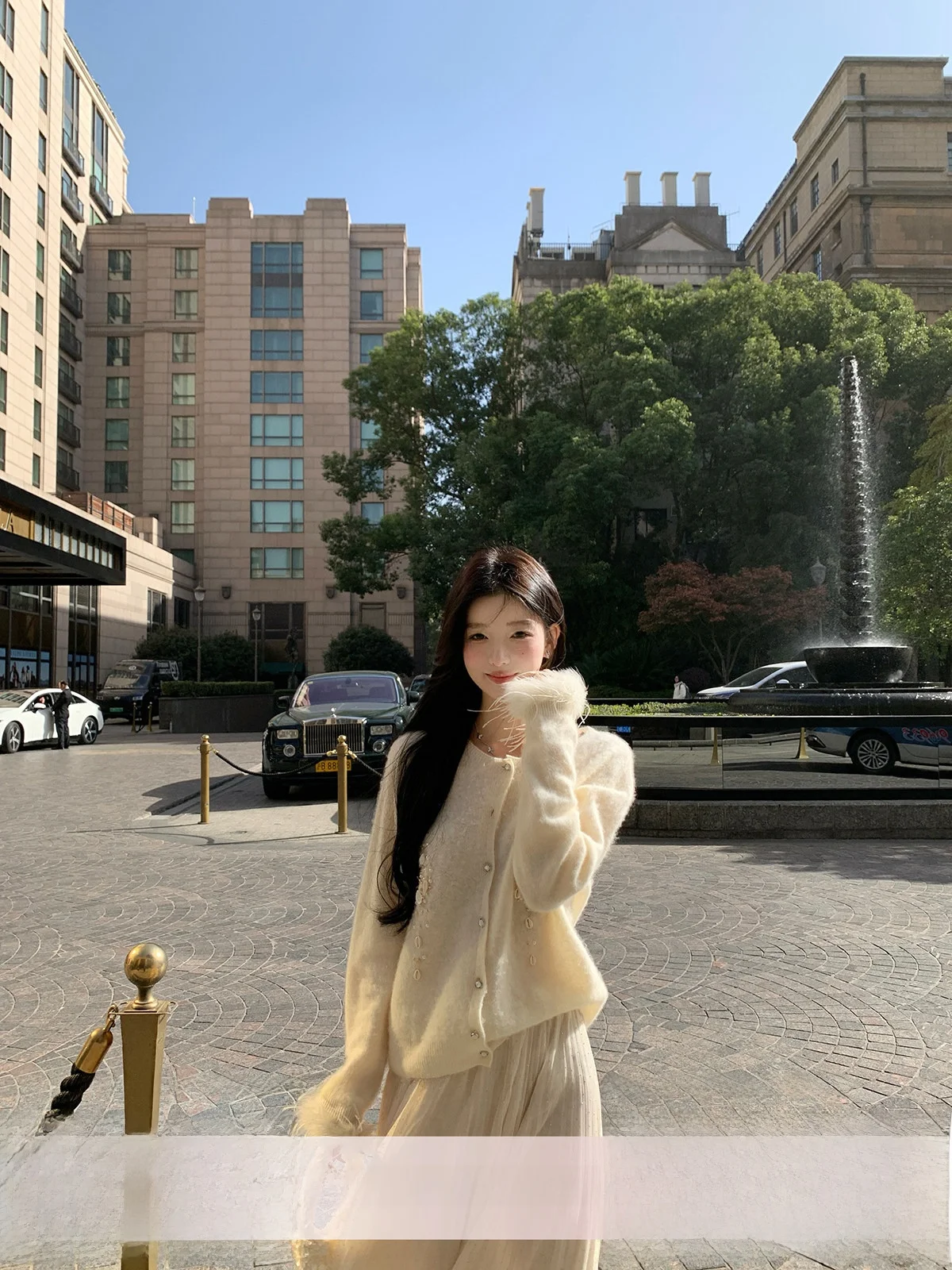 

YOLI White Wool Knitted Sweater Women's Loose Sve Casual Sle Spring Faion Slimming Top round Ne Long Sve