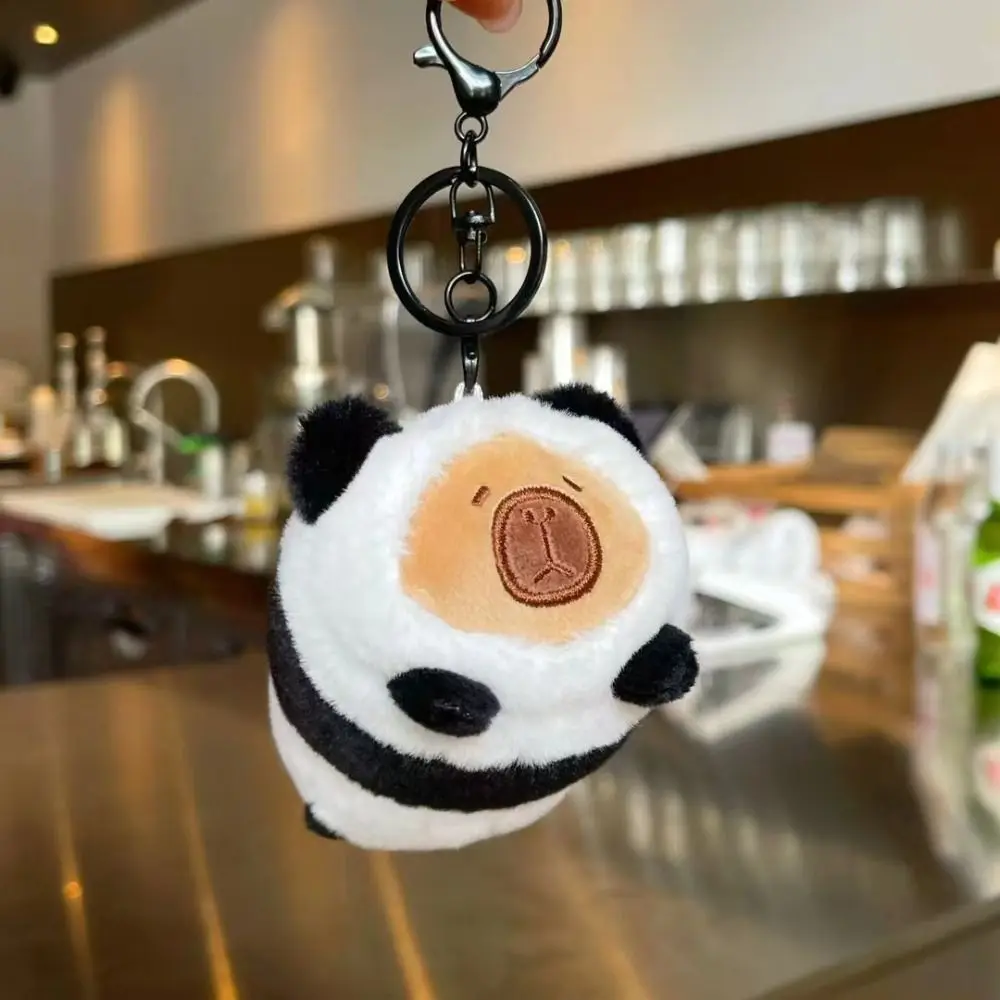 Cute Creative Capybara Keychain Panda Bee Plush Doll Bag Pendant Dress Cartoon Car Key Ring Gifts