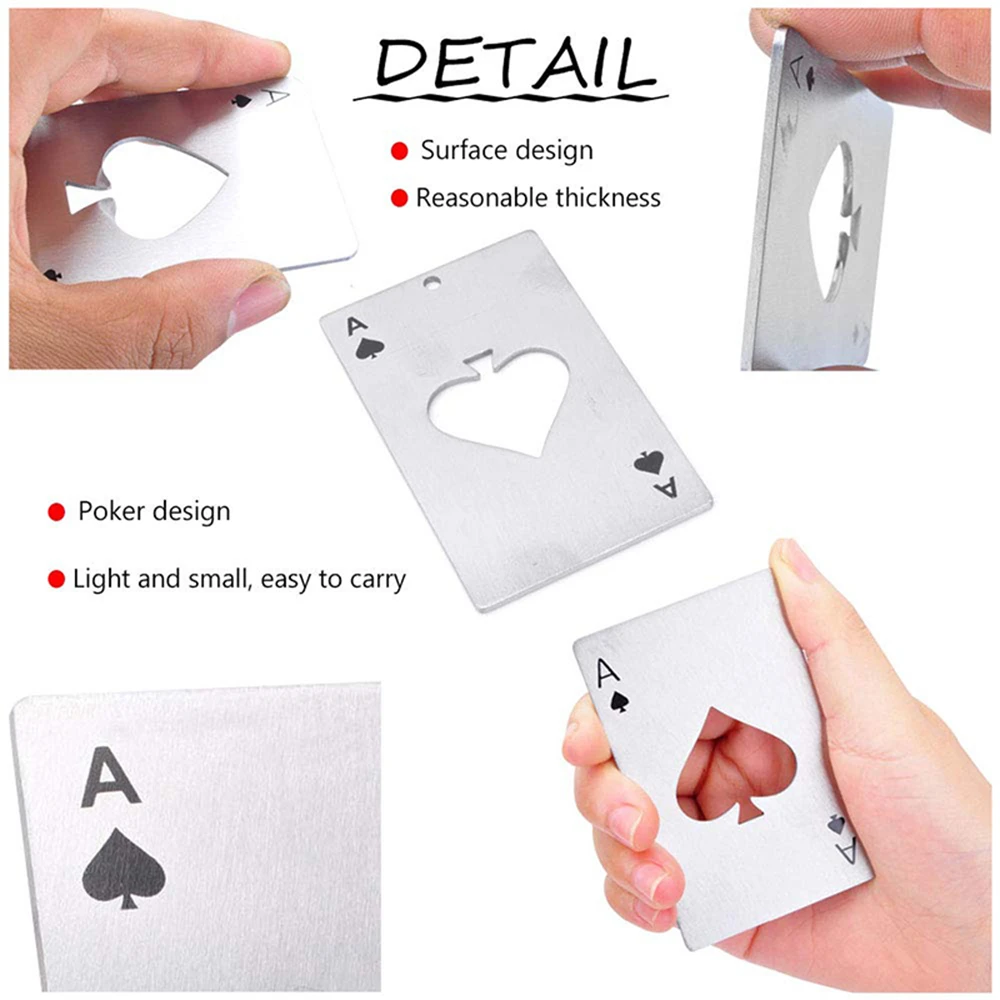 1Pcs Kreative Poker Geformt Flasche Dosenöffner Edelstahl Kreditkarte Größe Bar Restaurant Bier Metall Öffnung Werkzeug Geschenk – Detail 3