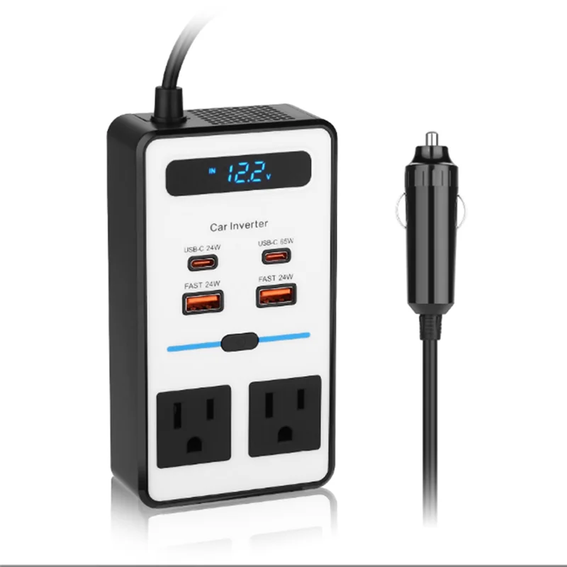 ABUO-200W Car Power Inverter,DC 12V To 110V AC Inverter,For Vehicles Laptop Working,Playing,Travel Most Devices US Plug