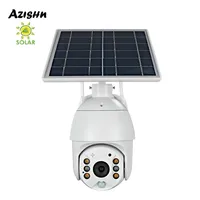 AZISHN Solar Power Panel 1080P PTZ WiFi IP Camera Two-way Audio Outdoor Waterproof 2MPHome Security Camera Wireless PIR Motion