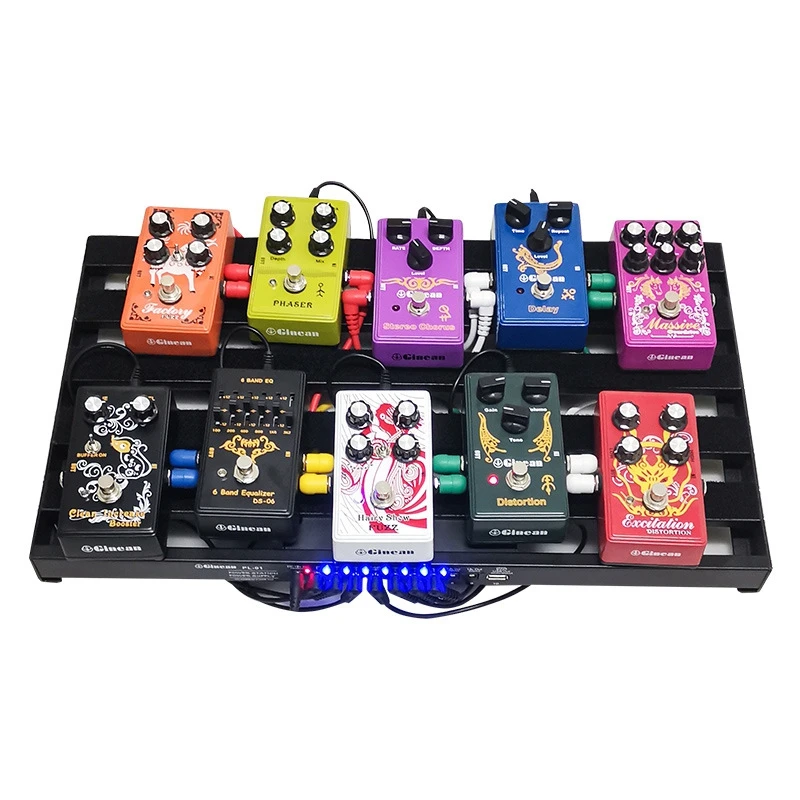 Large Size Guitar Pedal Board Built-In Power Supply Station Durable Alloy Scratch proof Anti-slip Pedal Rail 50x28x5cm Free bag