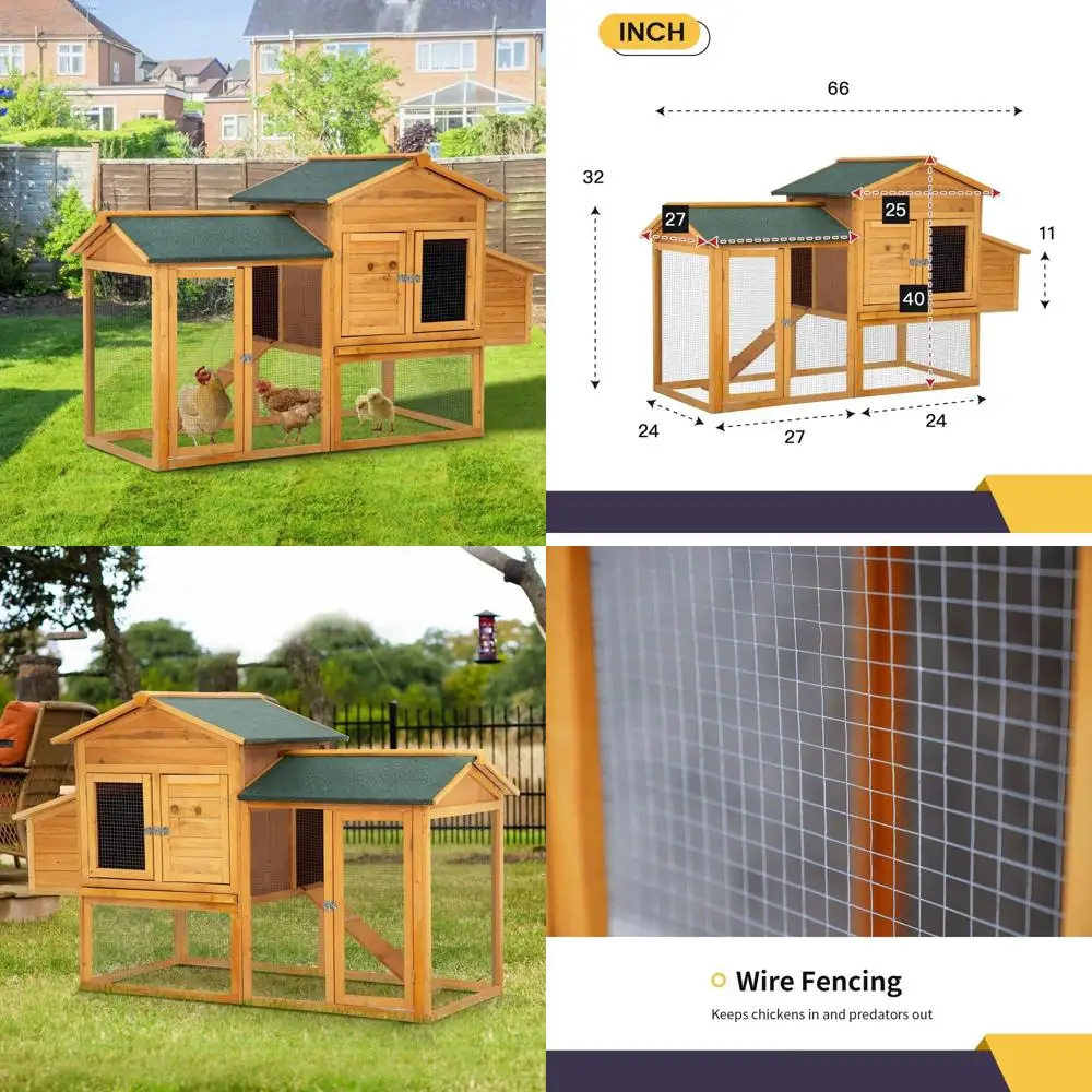 

Chicken Coop Wooden Rabbit Hutch Two Layers Rabbit Cage Outdoor Indoor Guinea Pig Cage Bunny Cage Waterproof Roof Hen House with