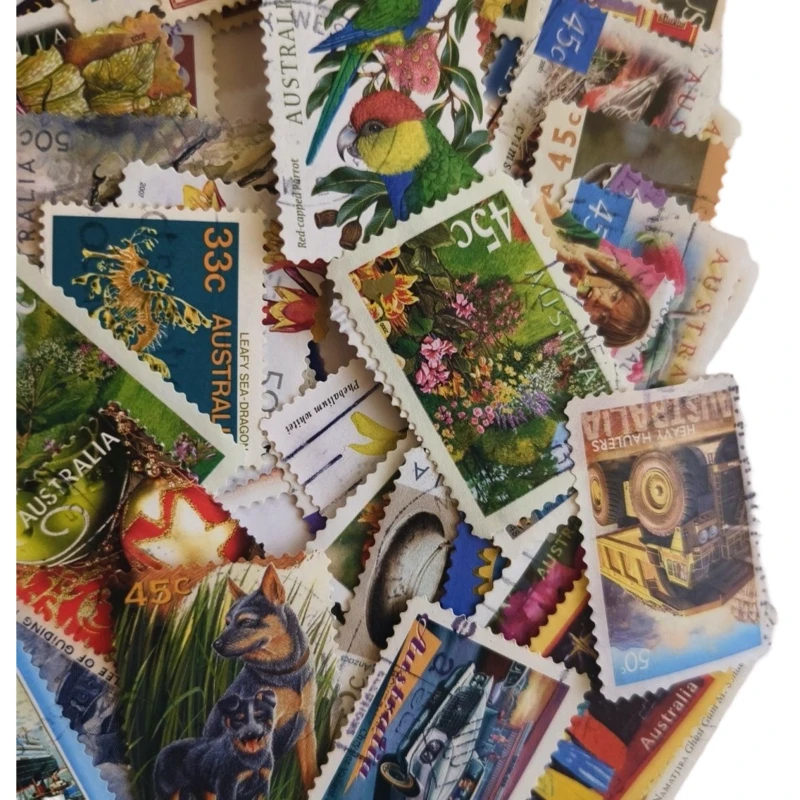 Australia Postage Stamps With Post Mark Random All Different