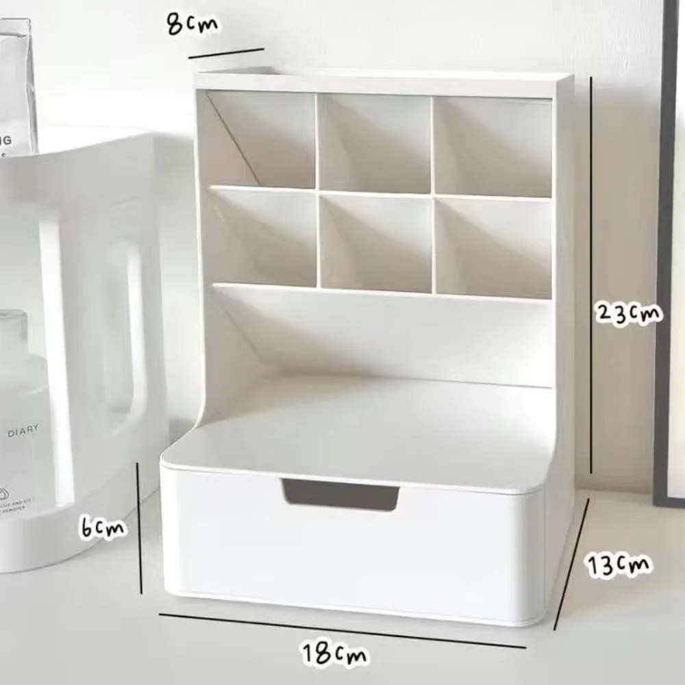 

6-Grid Desktop Storage Drawers Oblique Insertion Stackable Design Oblique Pen Holder Large Capacity Space-saving