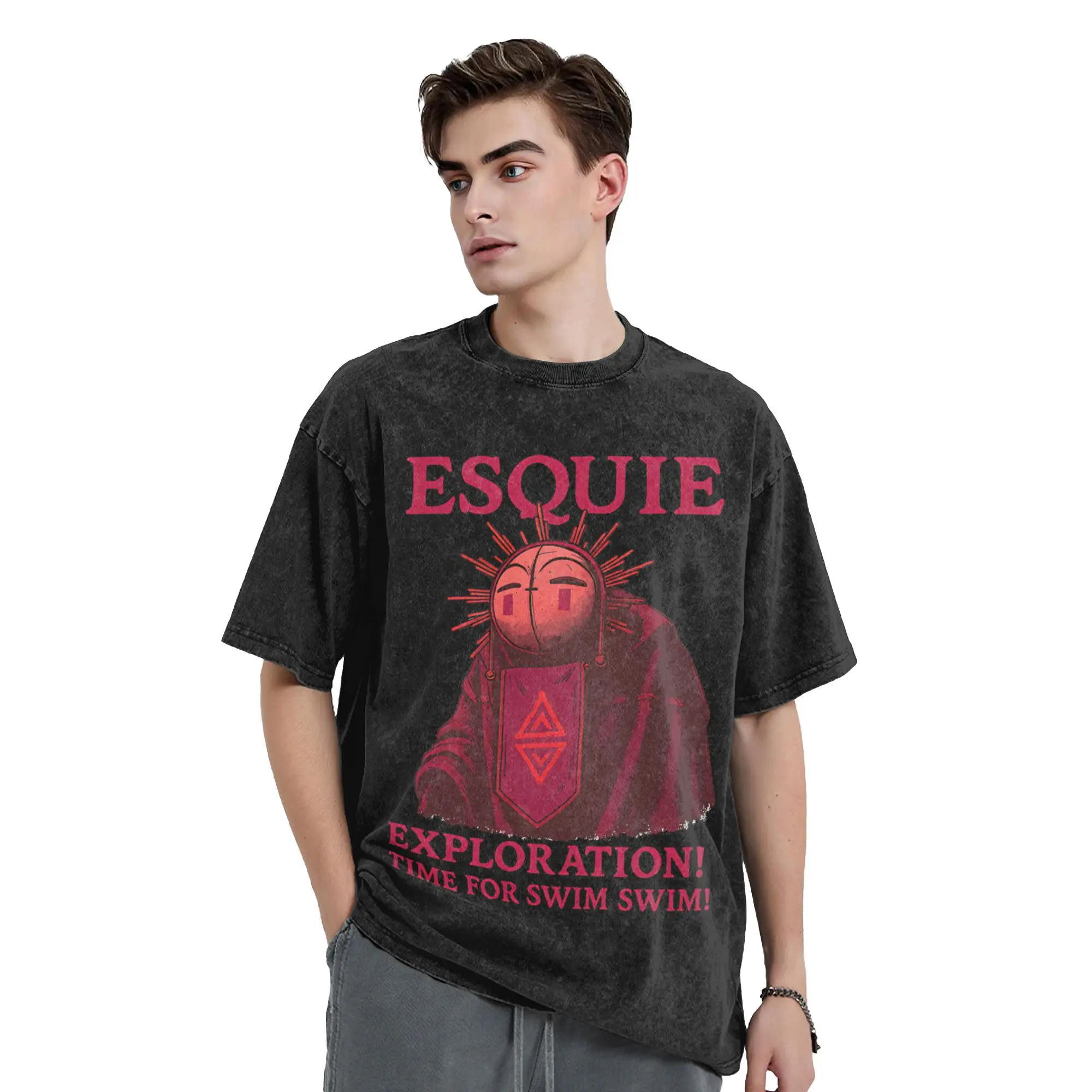 تي شيرت Esquie RPG للرجال لعبة فيديو Gustave Lune Clair Obscur Expedition 33 Maelle تي شيرت ملابس قصيرة الأكمام تي شيرت برقبة دائرية #3