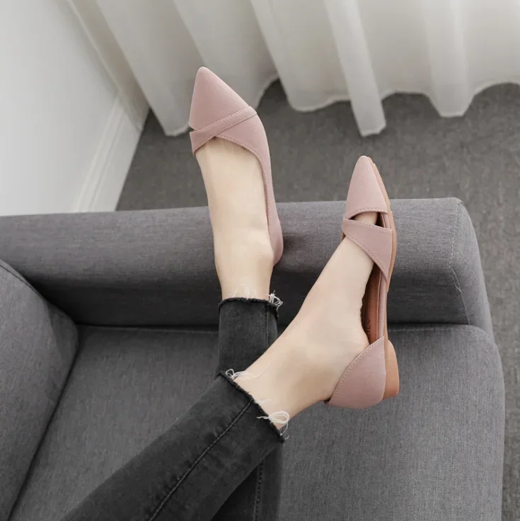Fashion Casual Flat Shoes Woman New Summer Breathable Comfortable Soft-soled Single Pointed Toe Shallow 2024