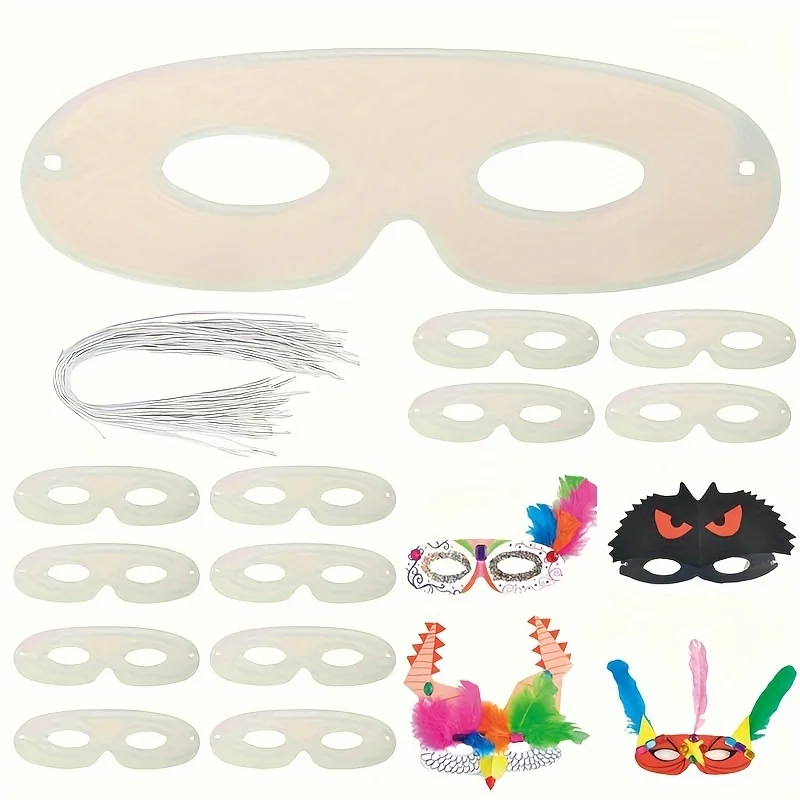 10pcs/set DIY White Paper Pulp Masks Personality Blank Hand Painted Masks  Party Costume Cosplay Props Halloween Party