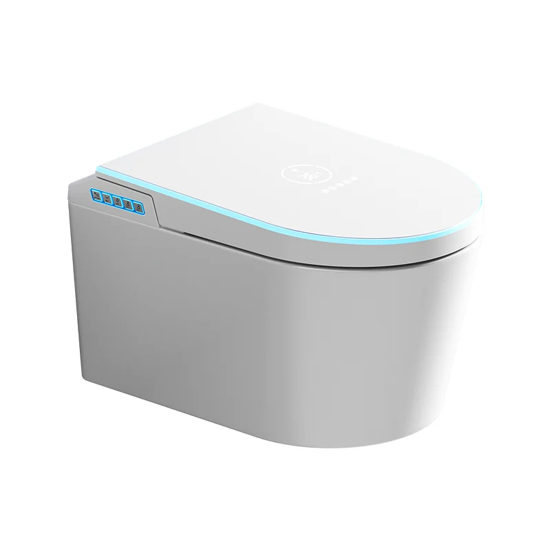 

Concealed Plumbing Desgning Rotating Foam Shield Lighting Smart Wall-Hung Toilets Bowl With Heating Seat