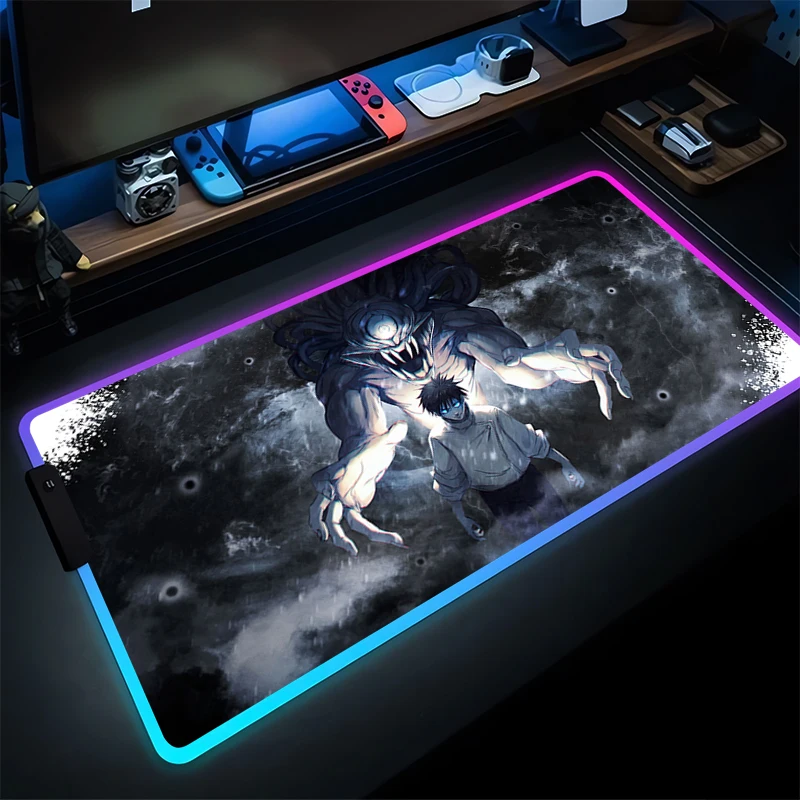 

Mouse Pad RGB Laptop Gamer Decoracion Desk Mat J-jujutsu K-kaisen Yuta Mousepad LED PC Gaming Accessories Varmilo Keyboard Pad