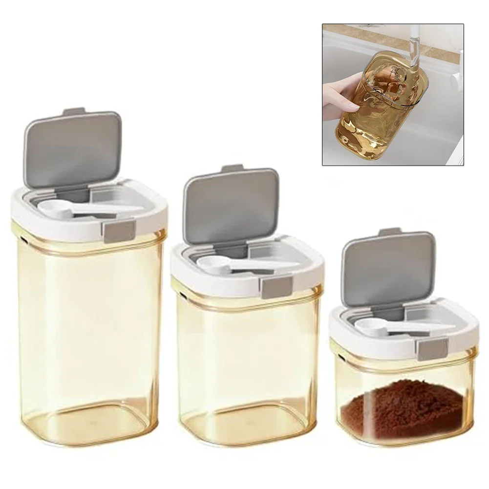Airtight Food Storage Container Set With Double-layer Silicone Sealing Ring And Secure Lock Lid Stackable For Coffee Flour Sugar