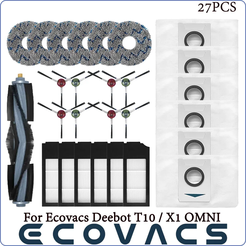 For Ecovacs Deebot T10 / X1 OMNI / TURBO Robot Vacuum Cleaner Parts Mop Dust Bag Hepa Filter Main Side Brush Dustbin Accessories