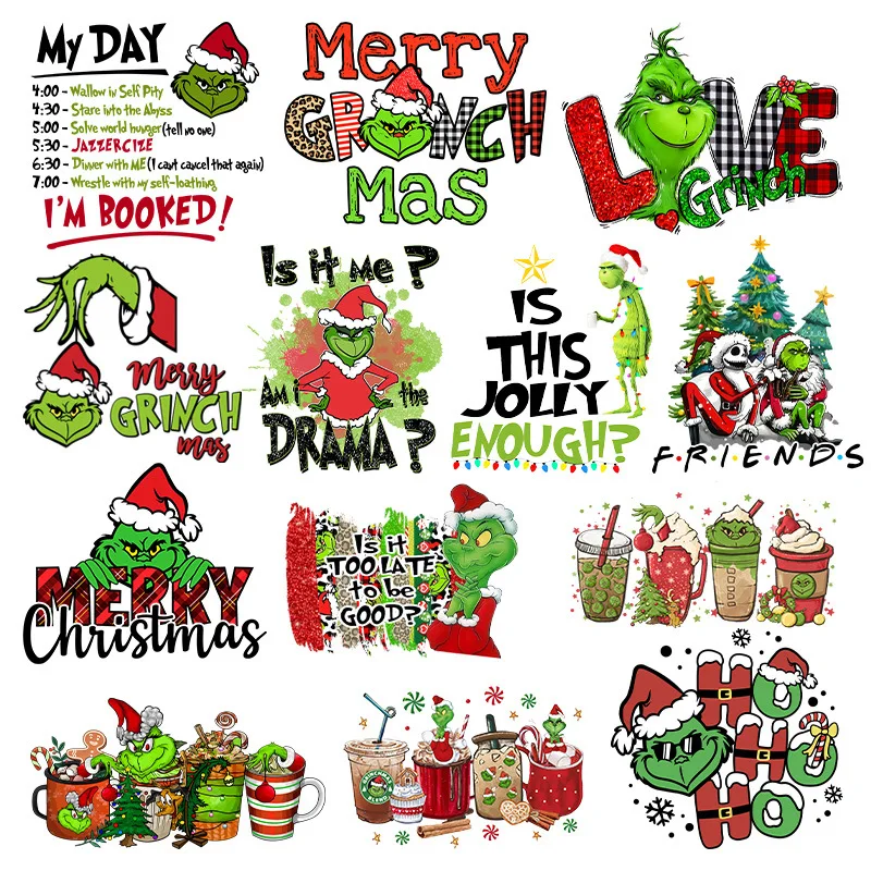 Winter Christmas Patches, Art Decals, Crafts, Clothes Ironing, Heat Glue Transfer Appliqués, DIY Accessory, Iron Transfer, Gift