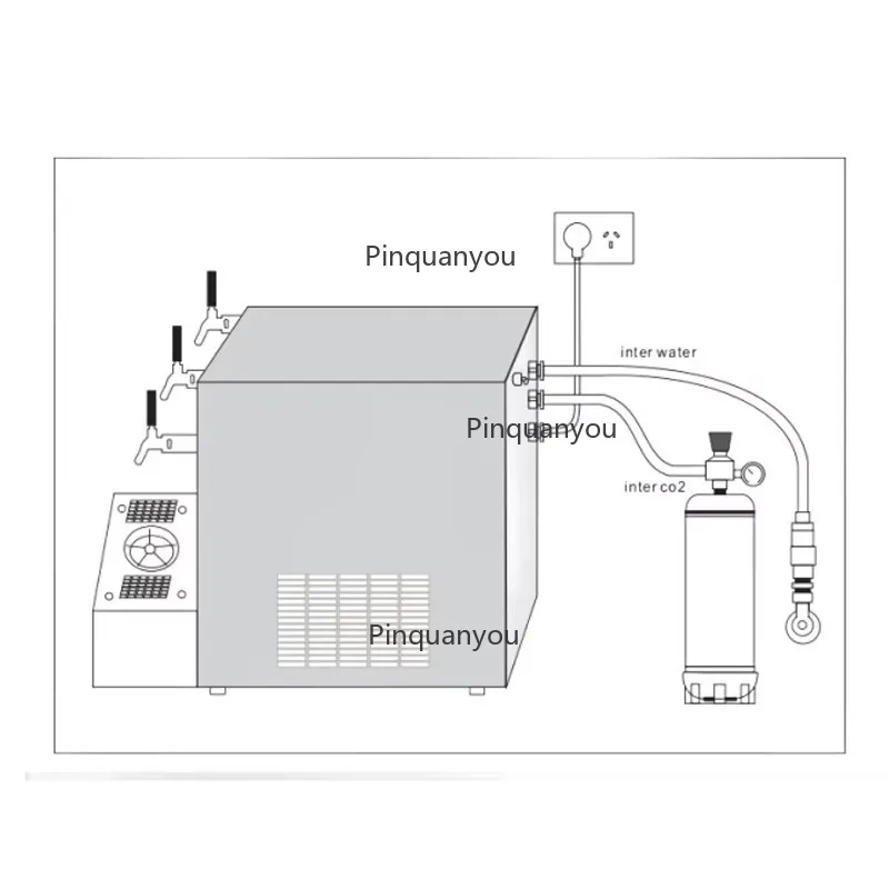 Máquina eléctrica para fabricar bebidas carbonatadas en frío, 220V, con 3 grifos, máquina de agua gaseosa para uso comercial