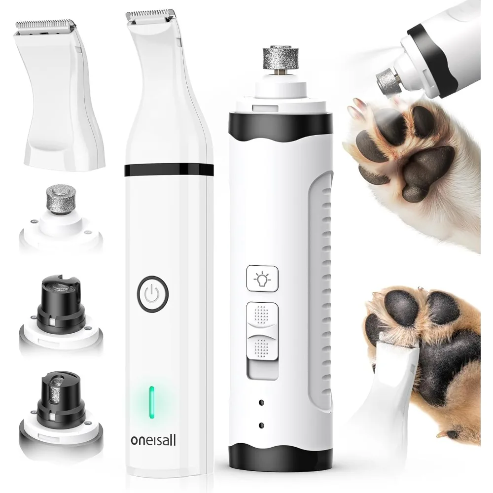 

Набор для измельчения ногтей для собак и триммера для лап с двумя светодиодами и беспроводными машинками для стрижки собак с двойными лезвиями