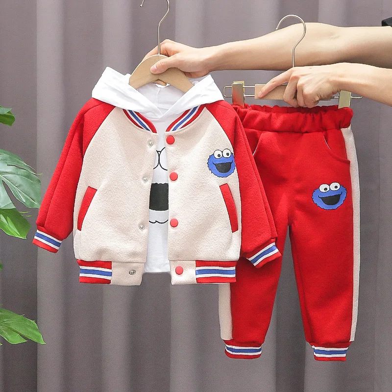 

Boys Clothes Sets Spring Autumn Children Cotton Jackets Hoodies Pants 3pcs Jogging Suit For Baby Sports Outfits Kids 1 To 5 Year