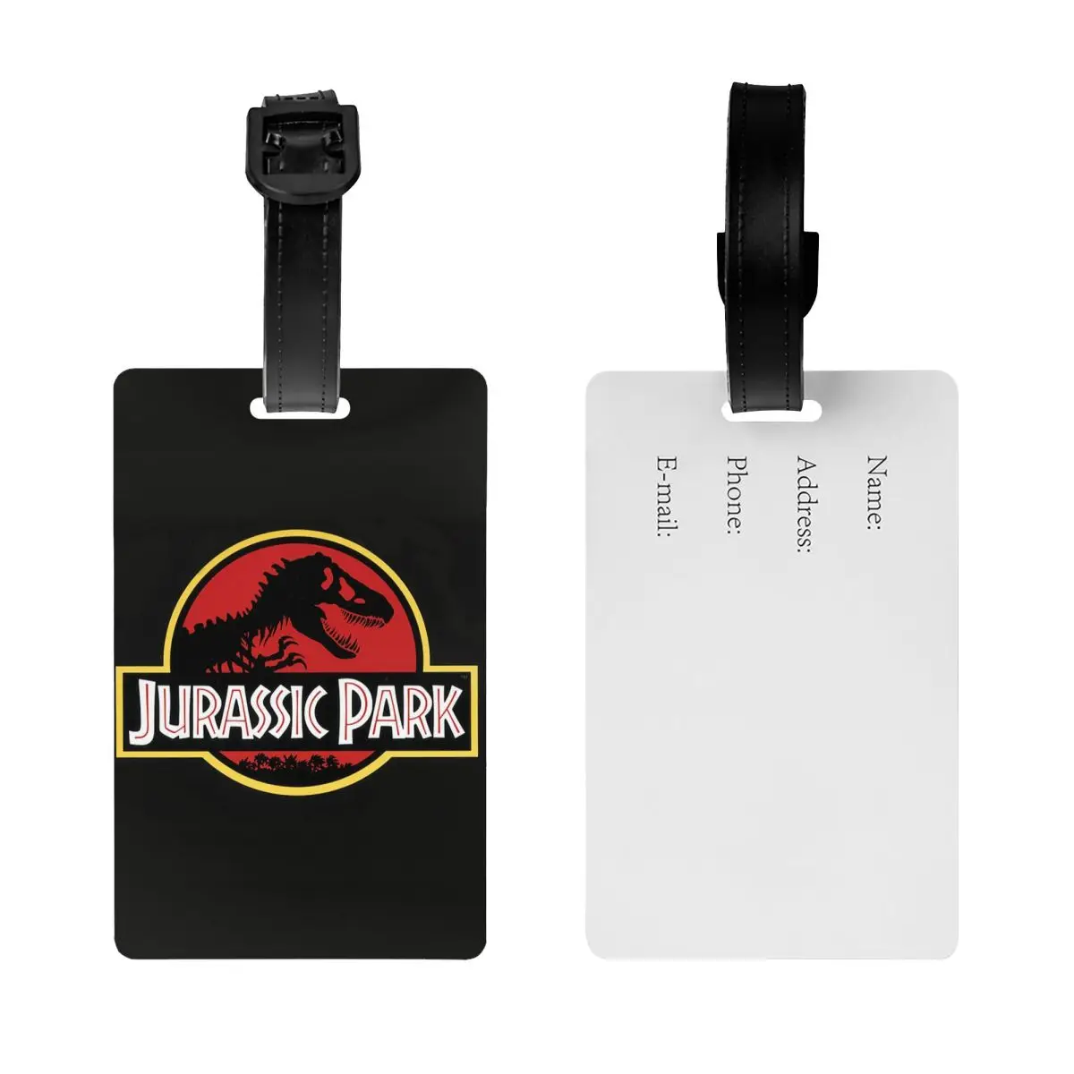 Custom Jurassic Park Luggage Tag With Name Card Sci Fi Dinosaur Privacy Cover ID Label for Travel Bag Suitcase