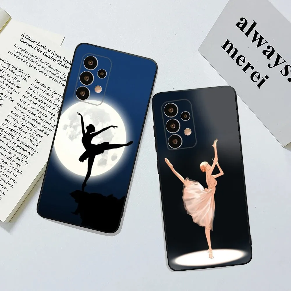 Ballerina Dance Phone Case For Samsung Galaxy A13,A21s,A22,A31,A32,A52,A53,A71,A80,A91 Soft Black Cover