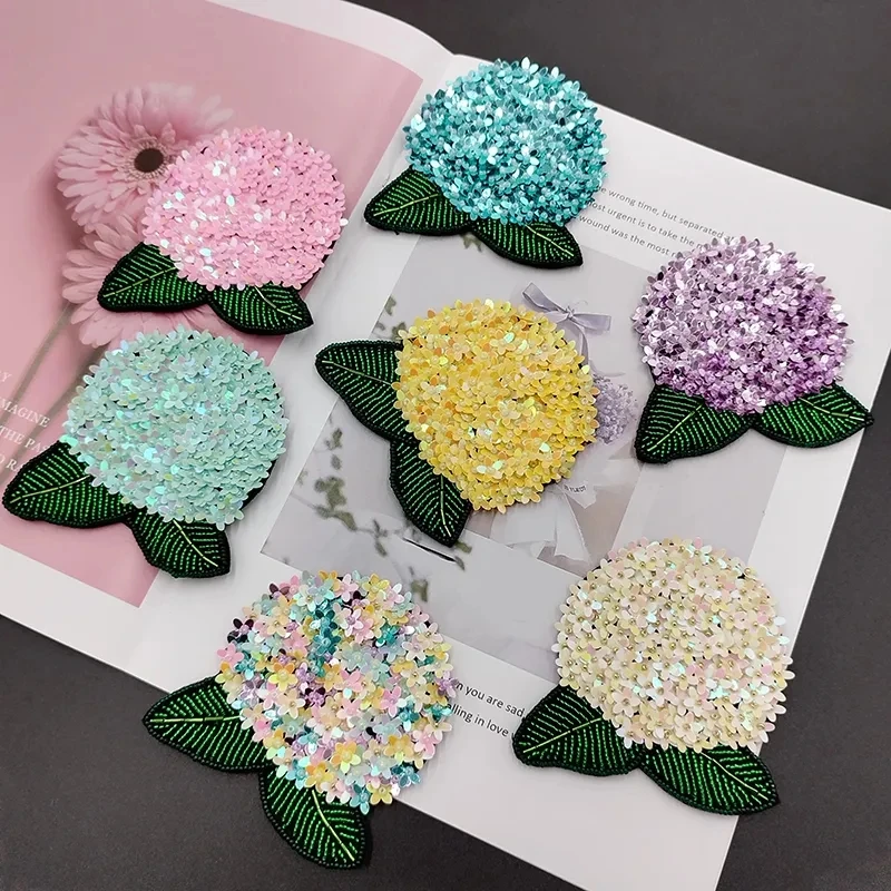 New plant flowers handmade beads hydrangea flower inlaid with diamond flower cloth paste DIYT shirt bag hat accessories