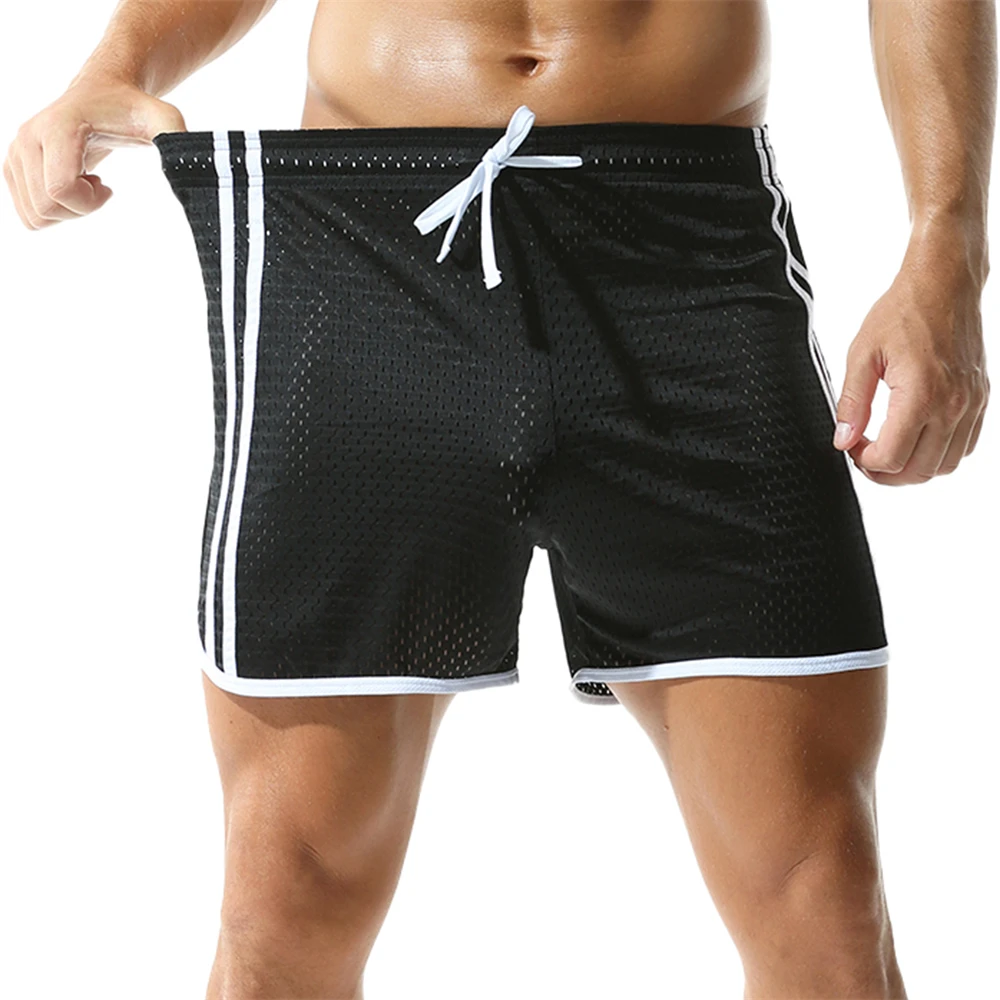 Fashion Mens Mesh Breathable Gym Fitness Running Shorts Summer Training Sport Jogging Shorts Male Home Loose Lounge Short Pants