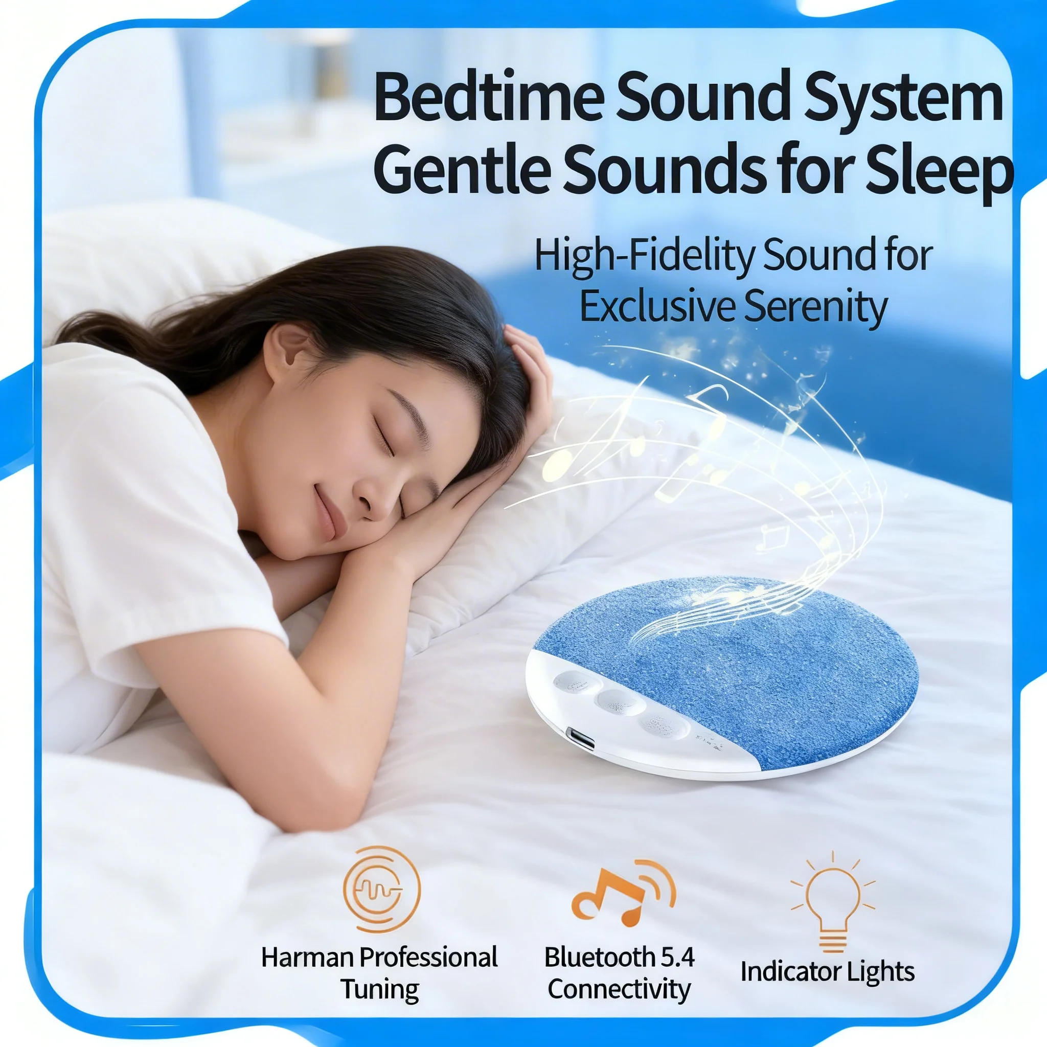 

New Bedroom Pillow Speaker Bluetooth Under Pillow, Stereo Bass White Noise Sound with Timer for Sleeping, Relaxation Gift