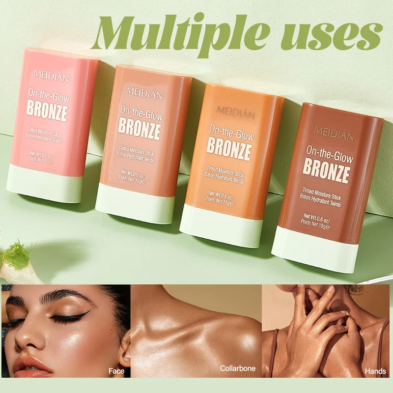 Durable Waterproof Powder Blusher Stick, Vibrant Color, Multi Color Options, Rich Color Display, Suitable for Daily and Holiday