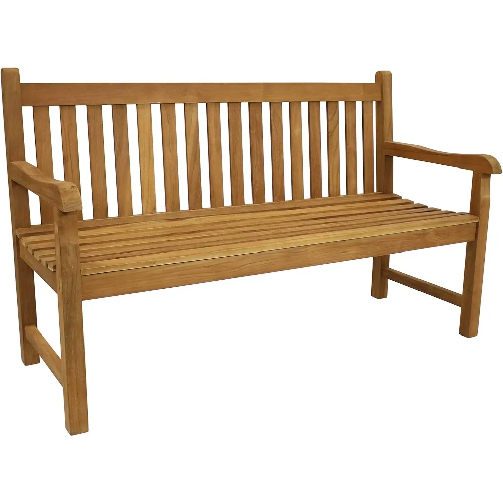 

"Teak Wood Outdoor Bench for Two with Backrest - Durable Garden Furniture for Up to 600lbs"