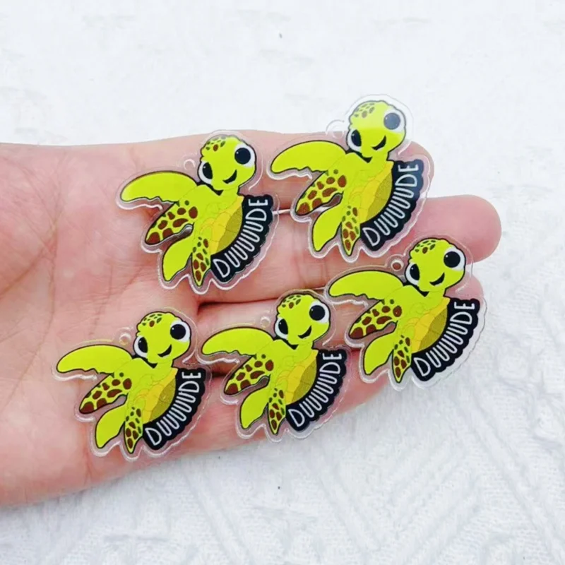 10pcs cartoon funny turtle animal acrylic pendants handmade search DIY jewelry accessories