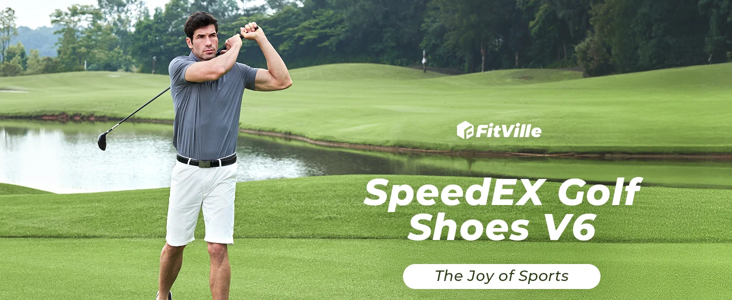 Fitville Professionelle Herren-Golfschuhe mit extra breiter Zehenpartie, lässige Golfsneaker, gepolsterte, wasserabweisende Sportschuhe für Herren – Detail 3