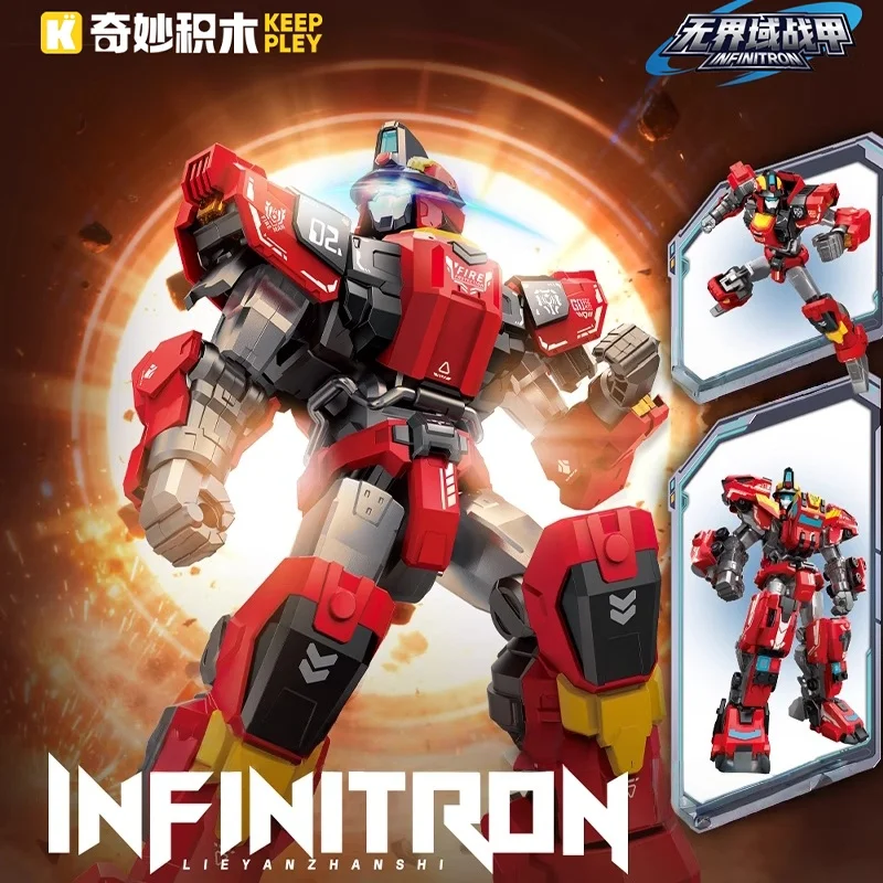 Armadura de dominio sin límites Keeppley, montar bloques de construcción para hombre, rescate contra incendios, modelo Mech móvil, colección, juguete para regalo ornamental