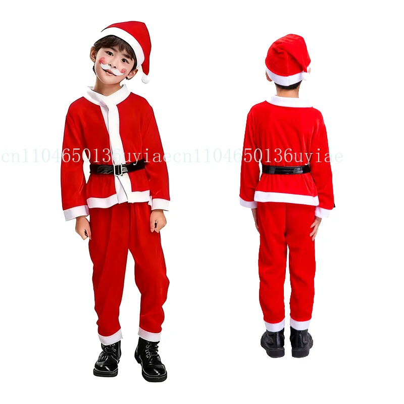 أزياء عيد الميلاد للأطفال، مجموعة فستان تنكري لعيد الميلاد، أزياء حمراء، ملابس حفلات الكرنفال للأطفال الأولاد والبنات والأطفال #4