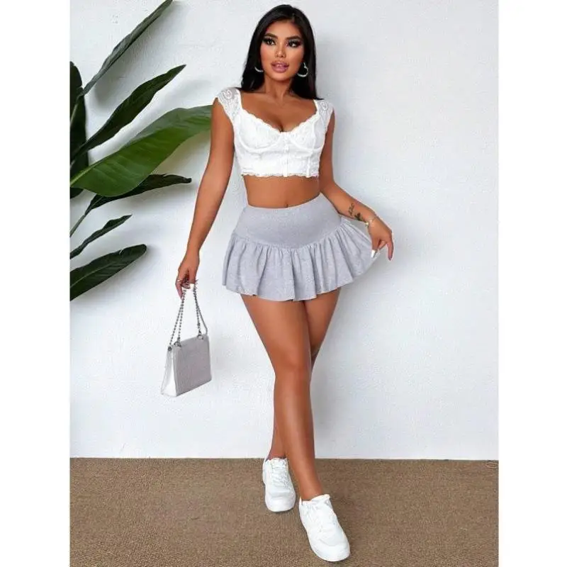 Женская трансграничная юбка с откидной талией, антивозрастная винтажная футболка из эфирного волокна, девятисекционные брюки Ci Walk, подходят