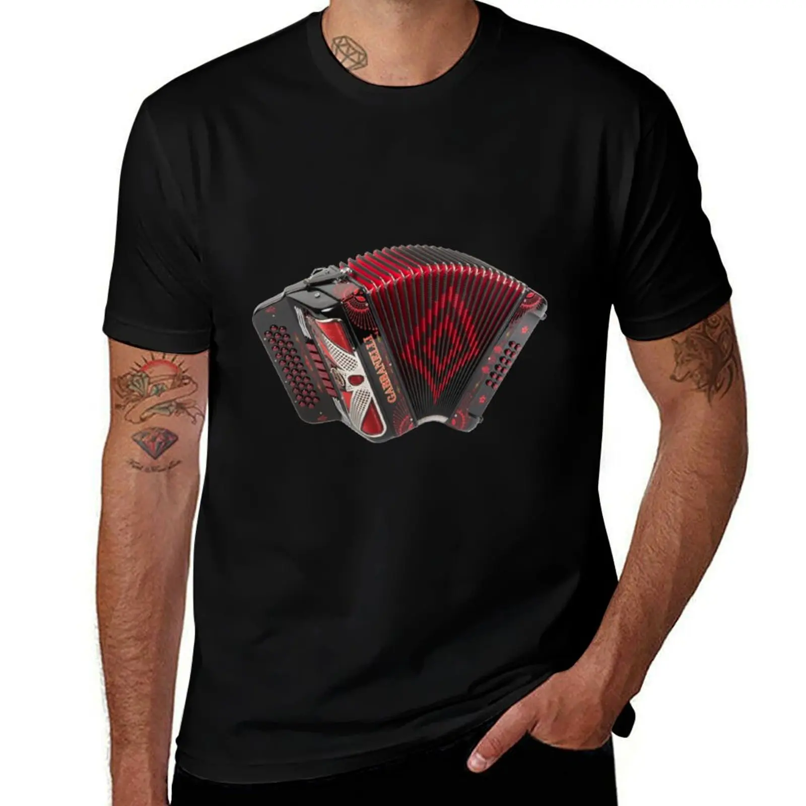 Red and black accordion T-Shirt Urban Casual Loose Fit Tee T-Shirt