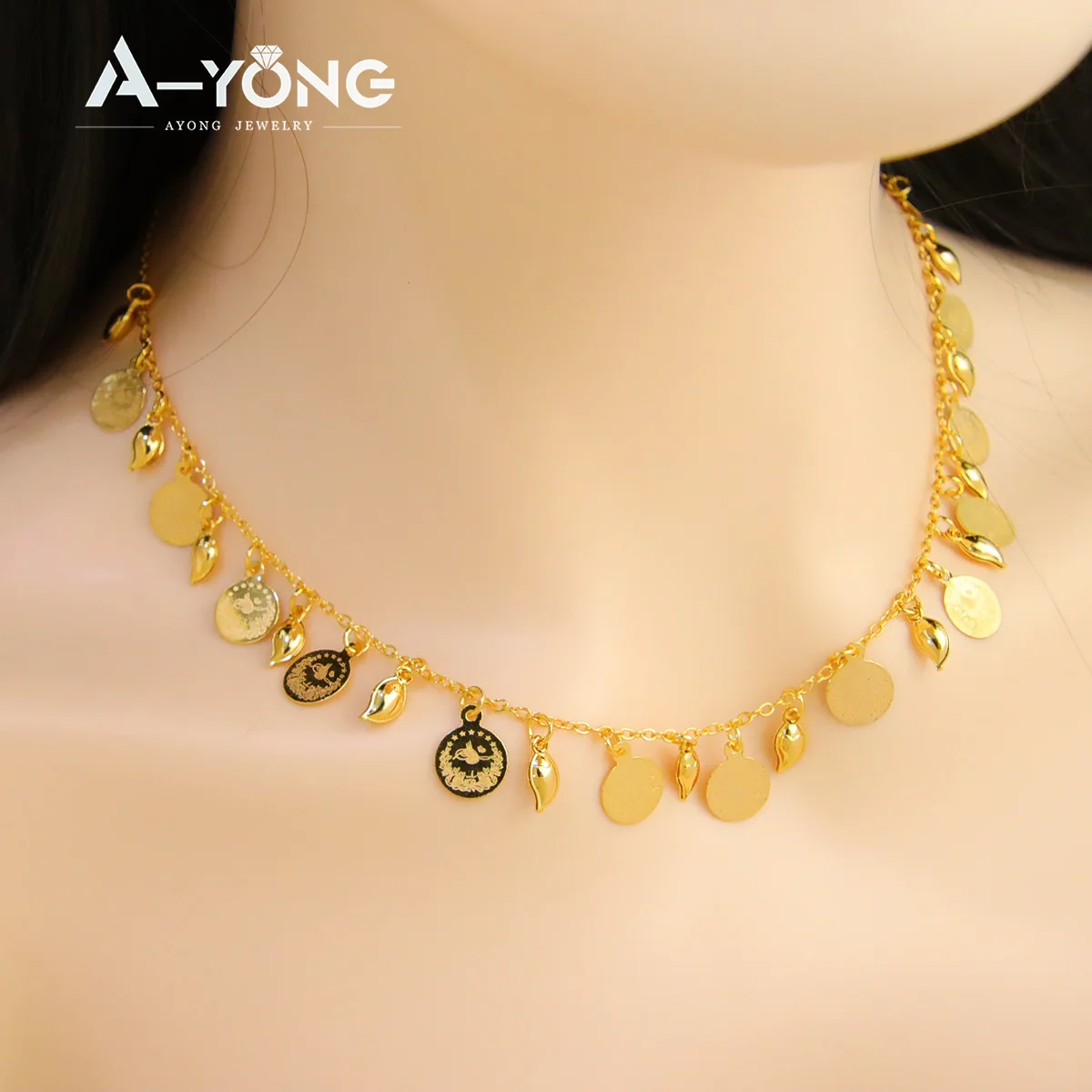 Nigeria Hochzeit Schmuck Set 21k vergoldet türkische Vintage Münzen Charm Halskette Armband marokkanische Frauen tägliche Party Schmuck – Detail 3