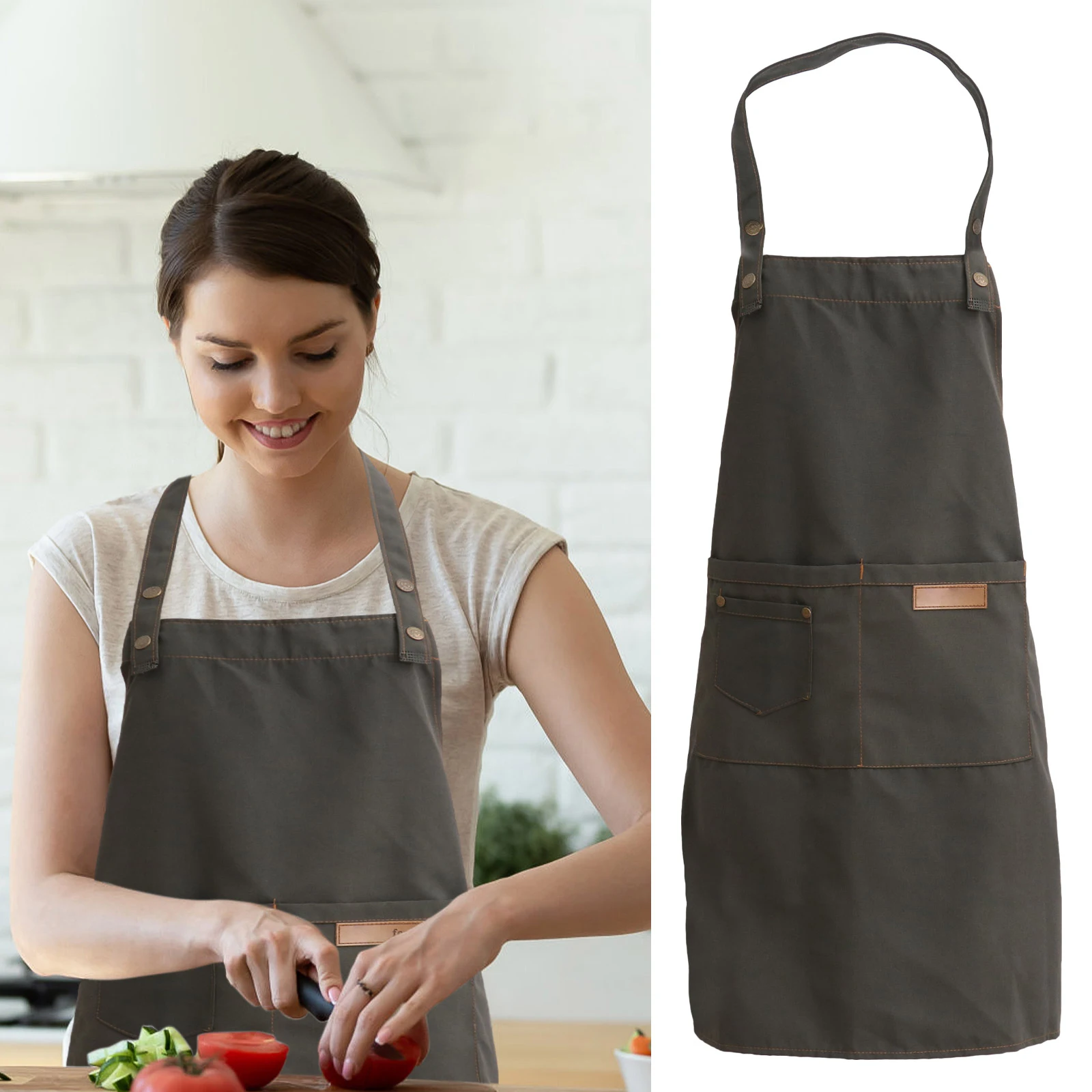 

Chef Apron Polyester Adjustable Neck BBQ Kitchen Cooking Soft Breathable Comfort Gifts Cooking Apron Home Accessories