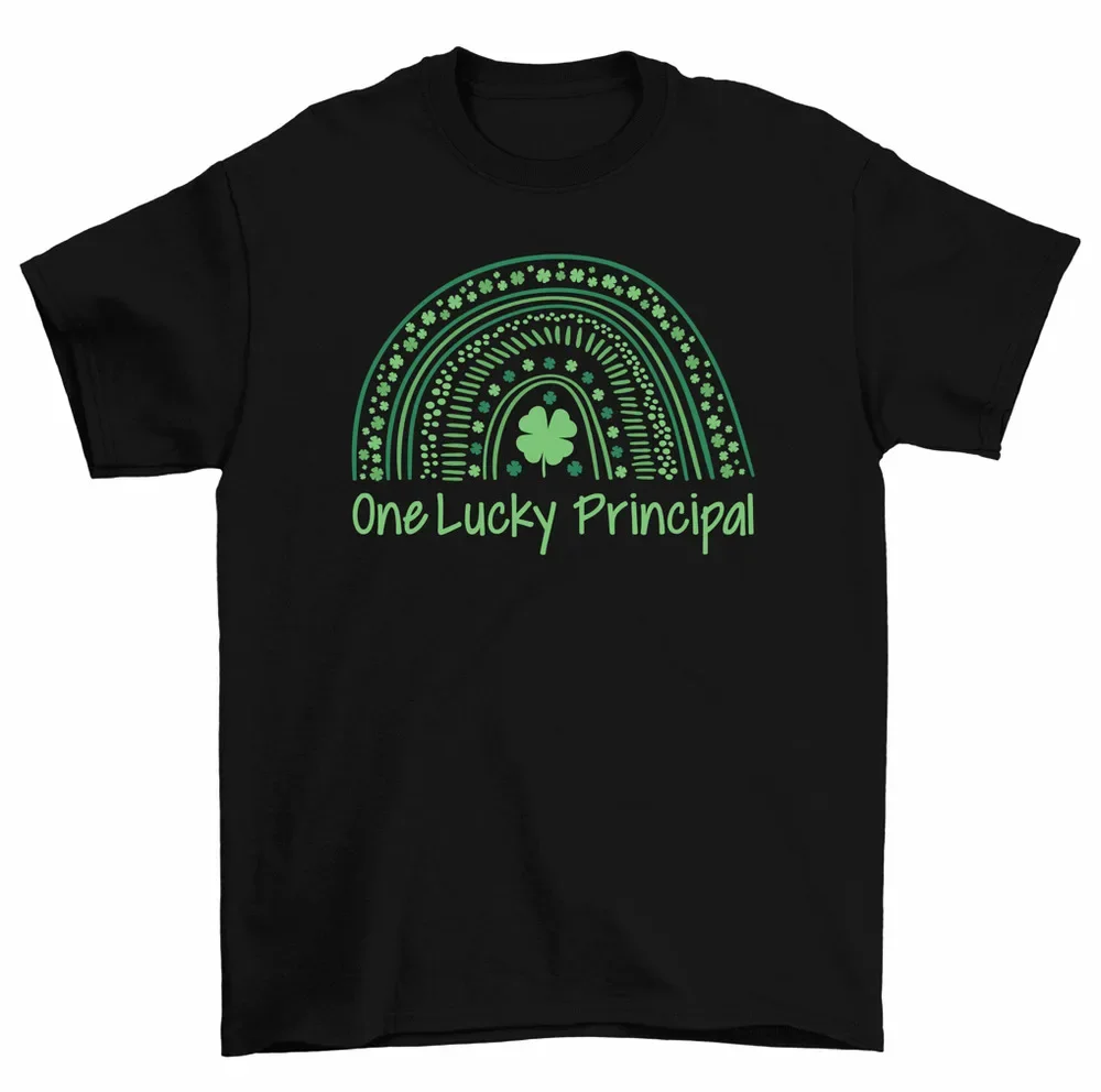 One Lucky Principle Rainbow Shamrock St Patricks Day T-Shirt Women Unisex High Quality 100%Cotton Short Sleeve