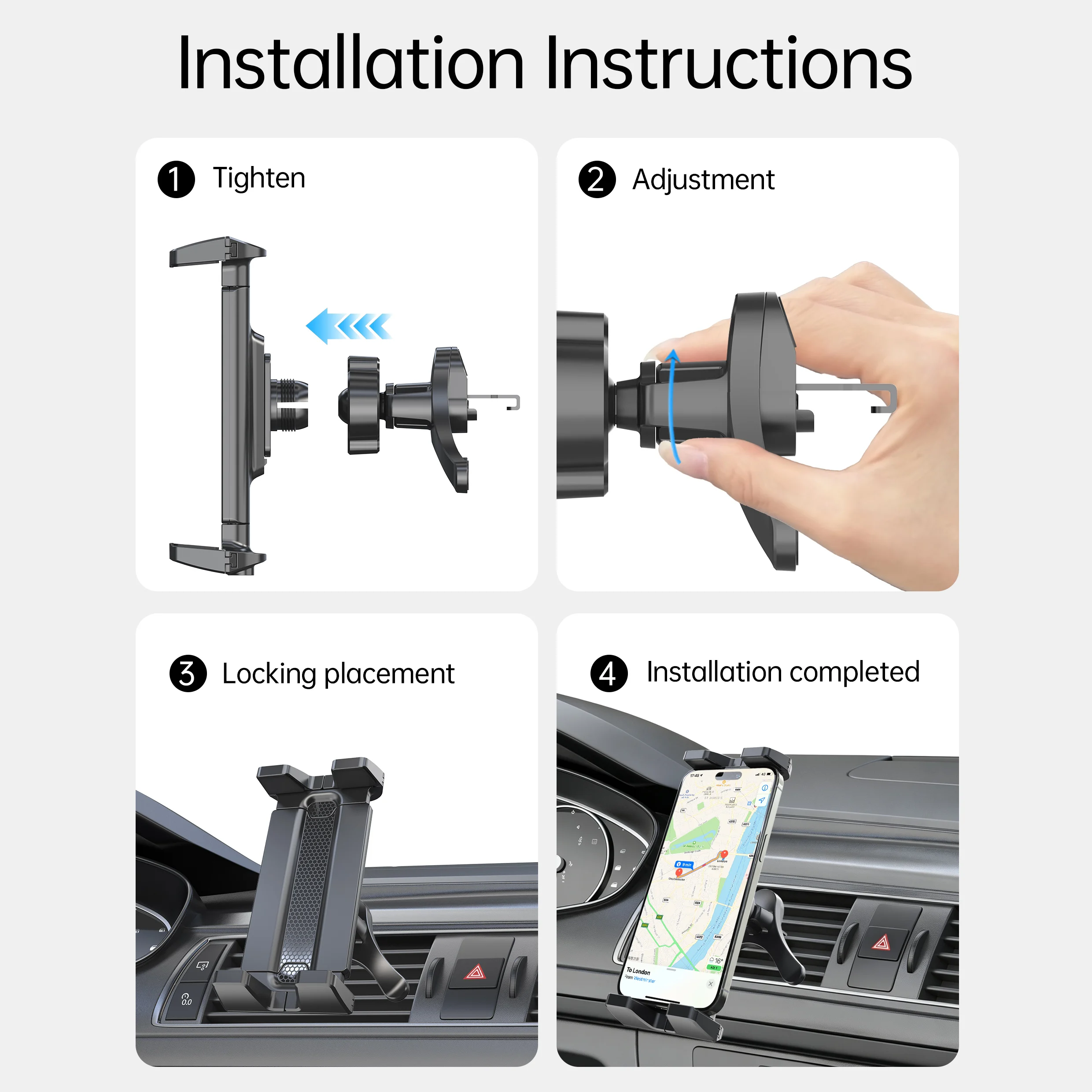 LRBH Universeller Auto-Lüftungshalter für Tablets und GPS-Geräte, passend für 7"-12,9" iPad Pro/Mini/Air 2, Galaxy Tab & 4"-7" faltbare/gerade Handys. – Detail 13