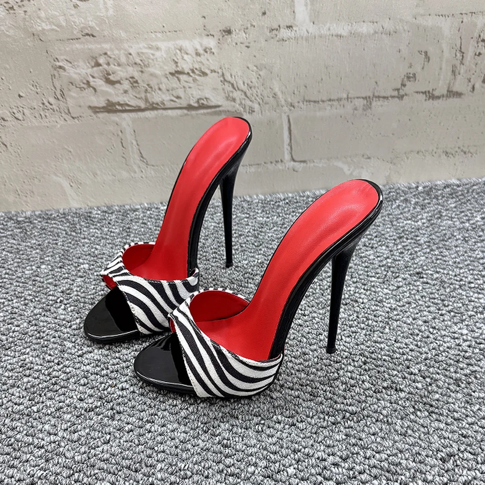 FHC 16 سنتيمتر/14 سنتيمتر النساء صنادل عالية الكعب ، زقزقة اصبع القدم النعال ، ليوبارد المرحلة تأثيري الأحذية ، زيبرا نمط الصيف الشرائح ، دروبشيب #4