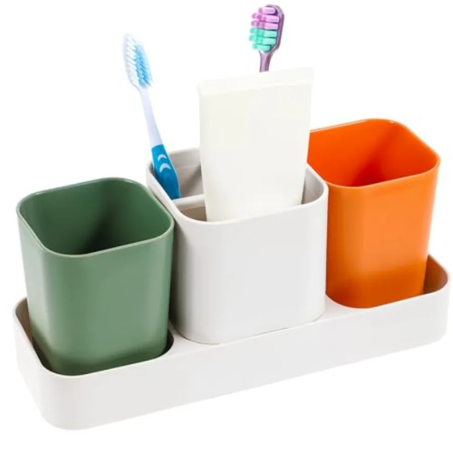 

Toothbrush Holder for Bathroom Bathroom Organizer Storage Set with 2 Cups Electric Toothbrush Holder Bathroom Accessories Stora