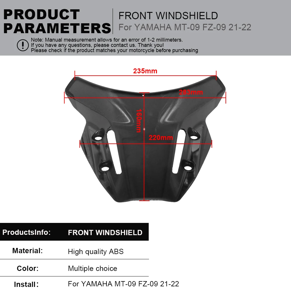 منحرف هواء جناح أمامي بشاشة رياح ، ملحقات الزجاج الأمامي للدراجات النارية ، ياماها ، إس إس إس #3