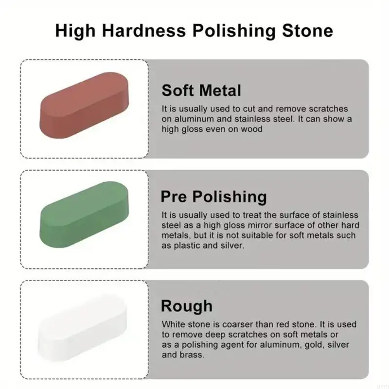 Barra composta polimento profissional 3 peças, para polimento rápido rodas aço inoxidável, joias alumínio, alto