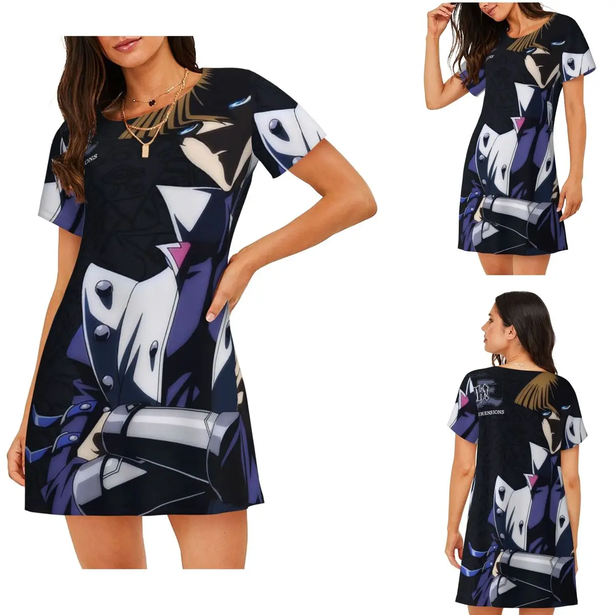 Blue-Eyes White Dragon Japanese Anime Short Sleeves Nightdress For Sleepshirts Women Short Sleeve Nightgowns Soft Pajama Dress