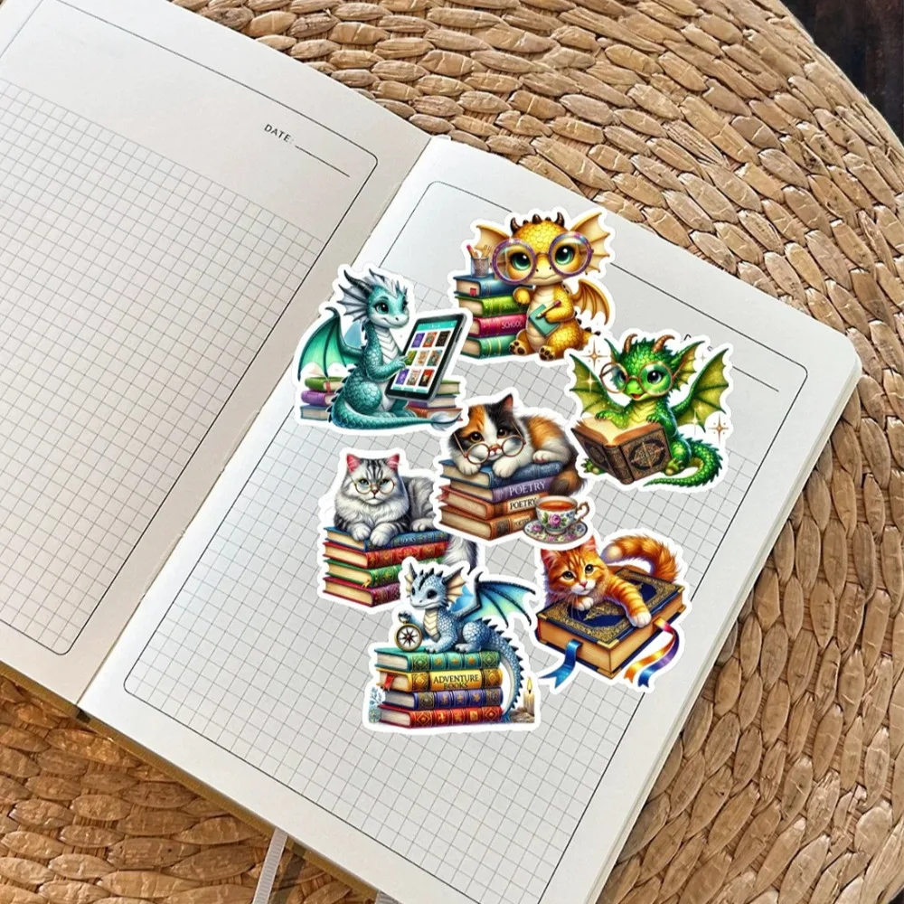 18pcs Creative Cute Self-made Cute cartoon book cat DIY Stickers Diary Album Decoration Scrapbooking Child Stationery Stickers