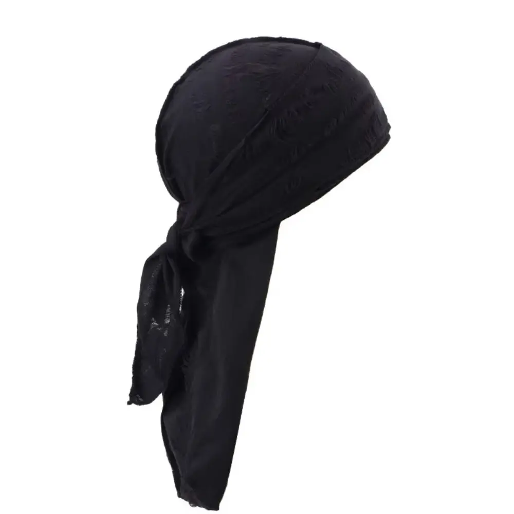 Cotton Hip Hop Bandana Headscarf Headband Breathable Long Tail Pirate Cap Strap Headband Hat Cycling Head Scarf Hole Bandana Cap